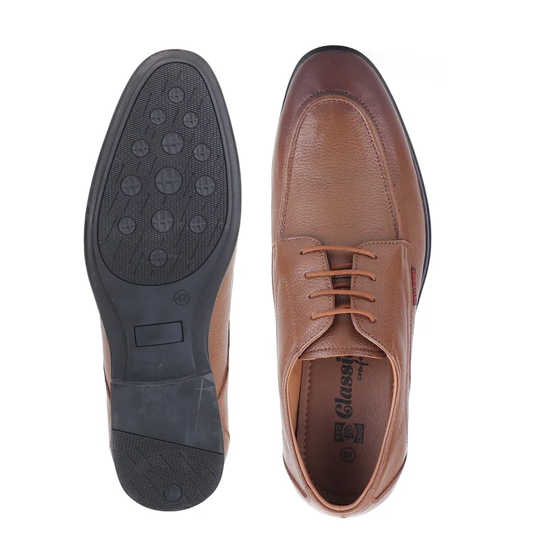 Red Chief حذاء رسمي رجالي من الجلد الطبيعي مريح بتصميم ديربي | بني